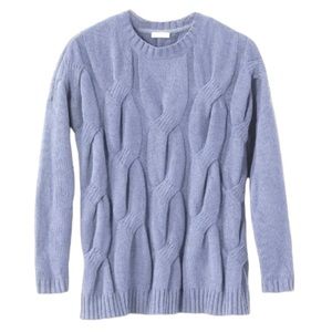 J.Jill Chenille Sweater BluQuartz Size Medium Cable Knit Chunky Pullover NWT